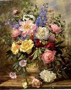 unknow artist, Floral, beautiful classical still life of flowers.093